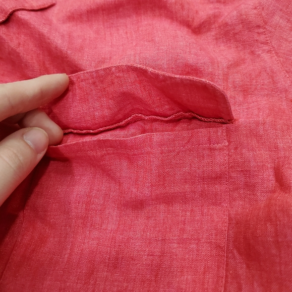 Lands End | Pink Women's Long Sleeve Linen Button Down - Picture 4 of 5